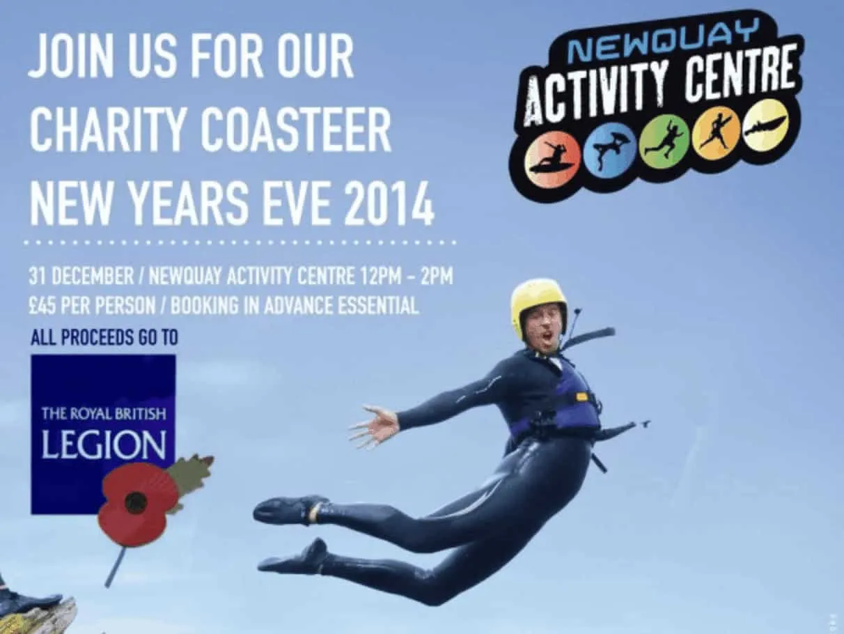 New Year’s Eve Cornish Coasteering Fundraiser!