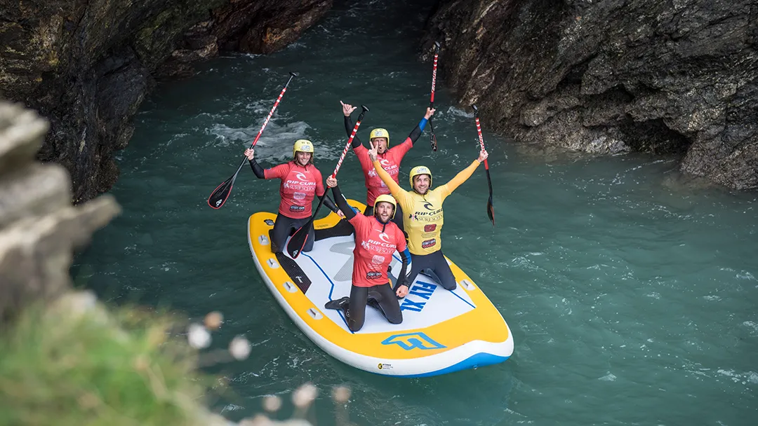 Stag & Hen Coasteering Super SUP in Newquay Cornwall