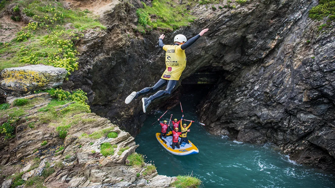 Stag & Hen Coasteering Super SUP in Newquay Cornwall